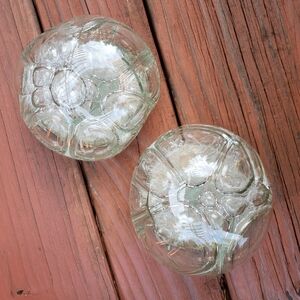 (2) Vintage Blown Glass Paperweight With Handblown Bubbles - Clear White